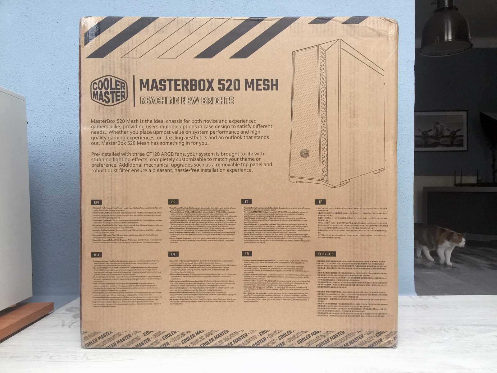 Test skříně Cooler Master MasterBox 520 MESH s přídavným vertikálním držákem grafiky