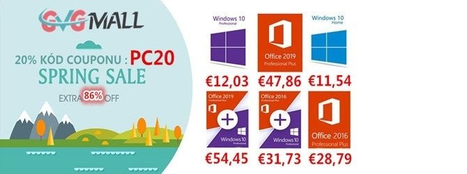 Windows 10 Pro za 12 € a Office 2016 za 28 € GVGMALL Jarní výprodej