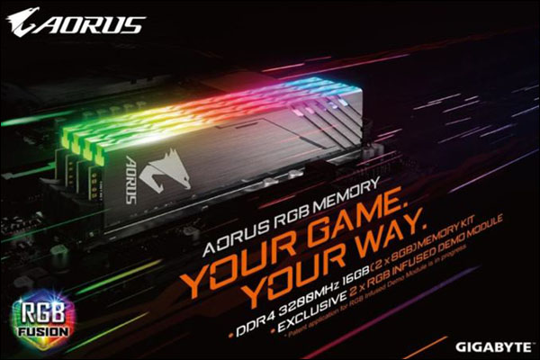 Gigabyte chce prorazit na trh s operačními pamětmi se svítícími Aorus RGB Memory