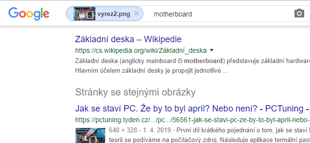 Výsledky hledání pomocí obrázku