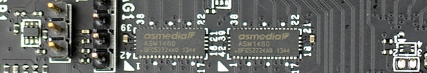 PCI-E 3.0 přepínače ASMedia ASM1480 (na desce celkem 6×)
