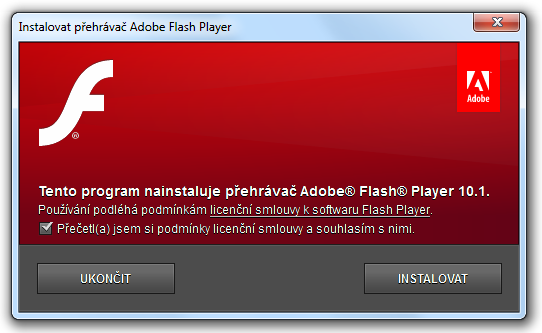 Adobe Flash Player 10.1 s akcelerovaným přehráváním H.264 videa