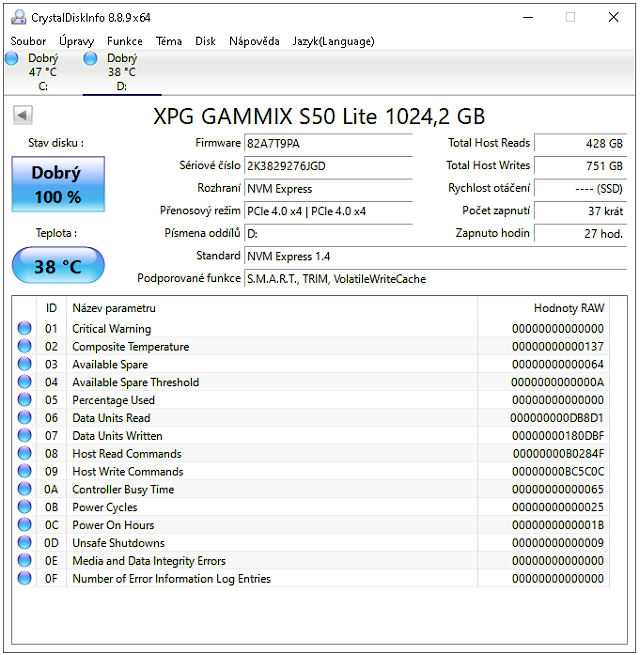 ADATA XPG GAMMIX S50 Lite 1 TB: Levný PCIe 4.0 SSD disk