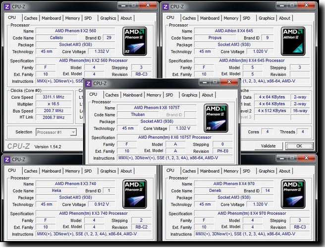 Nové procesory AMD v testu: Phenom II X6 1075T, X4 970 BE, X3 740 BE, X2 560 BE a Athlon II X4 645