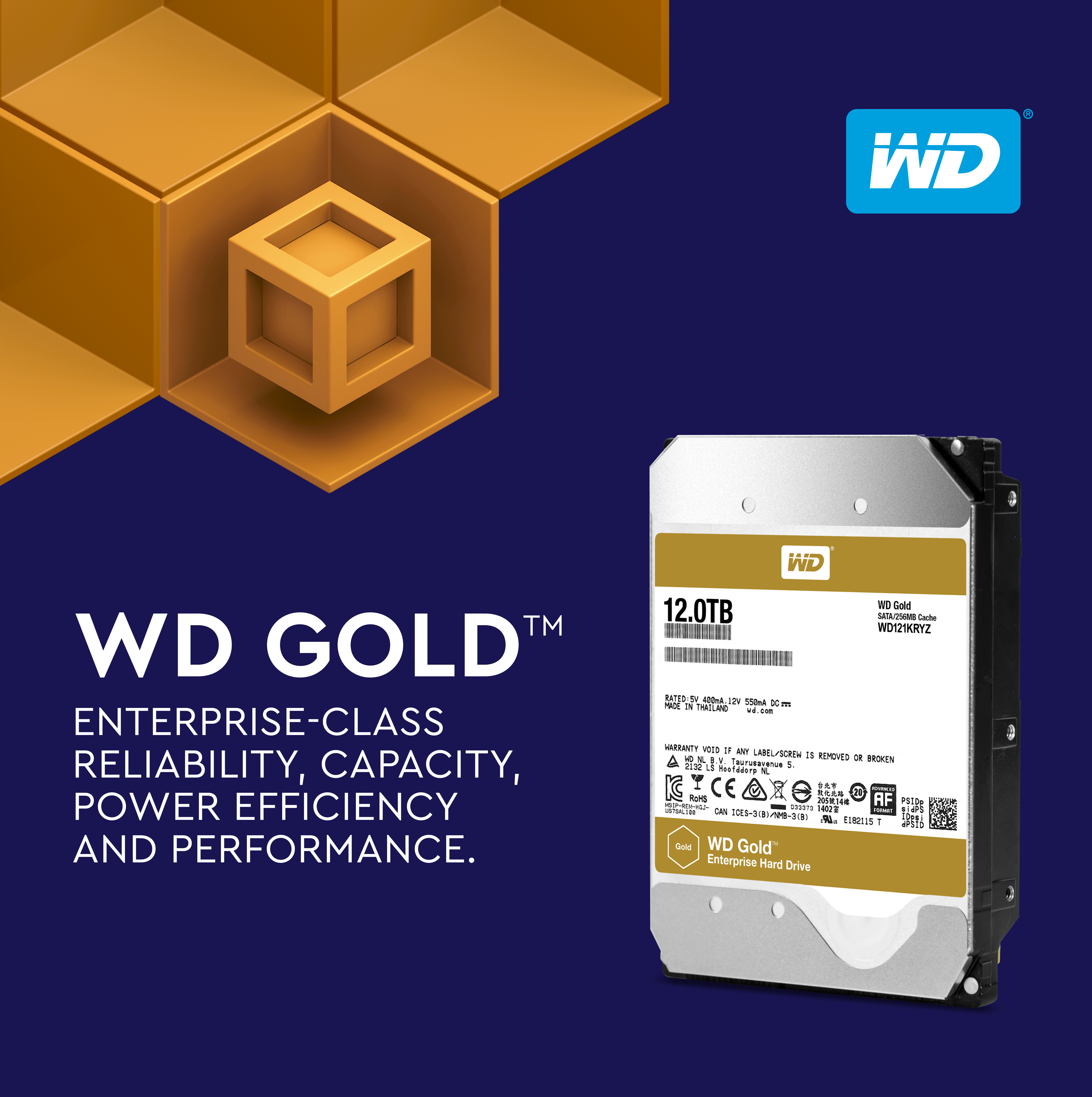 Western Digital začal dodávat 12TB pevné disky WD Gold 