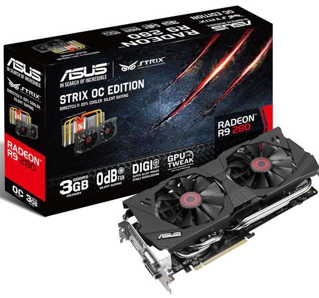 ASUS oznámil vydání grafické karty Radeon R9 280 STRIX OC Edition se 3 GB VRAM pamětí