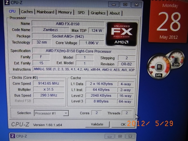 Procesor AMD FX-8150 přetaktován na 9143 MHz. Overclocking Level: Asian