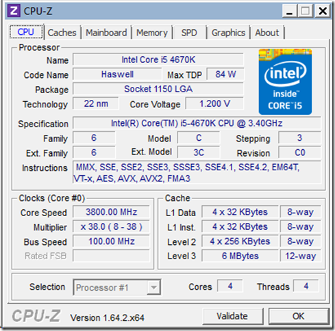 Ilustrační obrázek CPU-Z s maximální hodnotou turba.