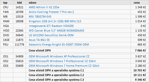 Doporučené sestavy a monitory – listopad 2010