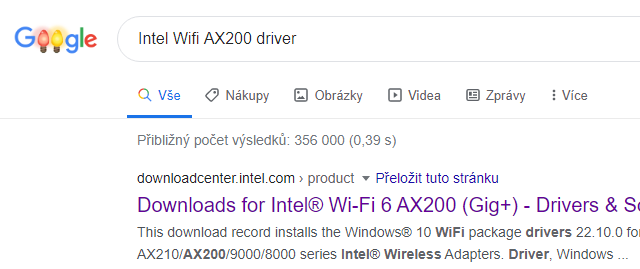 Google: Intel Wifi AX200 driver