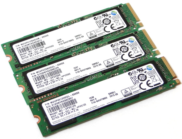 Nejrychlejší M.2 SSD disky - 3×  Samsung SM951 NVMe