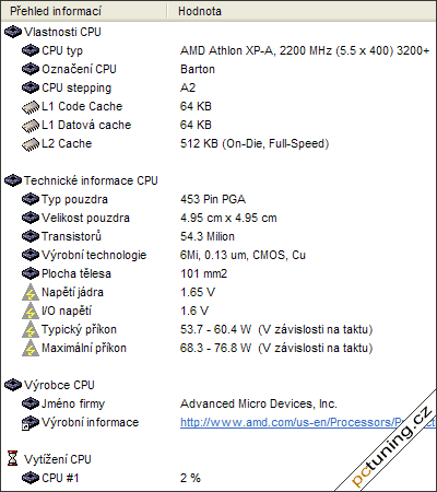 Info o FSB a paměťové sběrnici. 