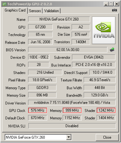 Radeon HD4870 1GB vs. GeForce GTX 260 (216 SP)