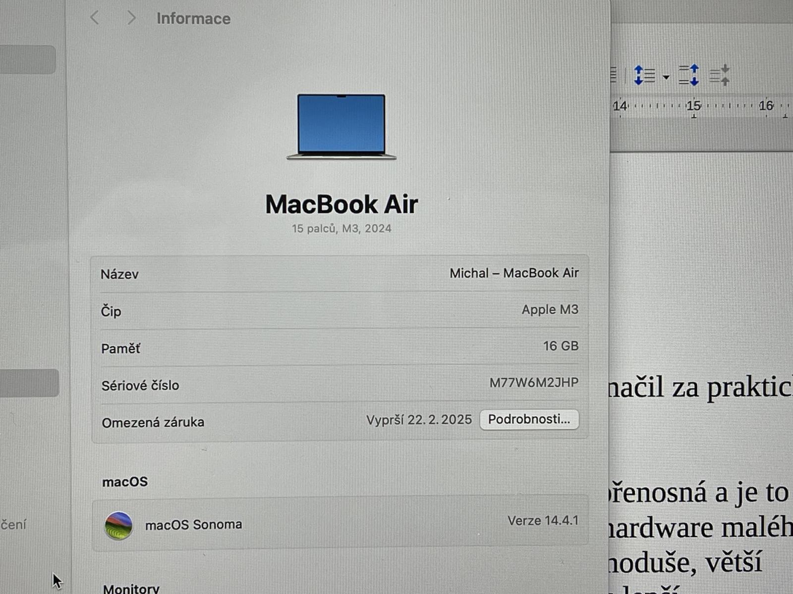 Zkušenosti s Macbook Air M3: lehký, praktický, každodenní