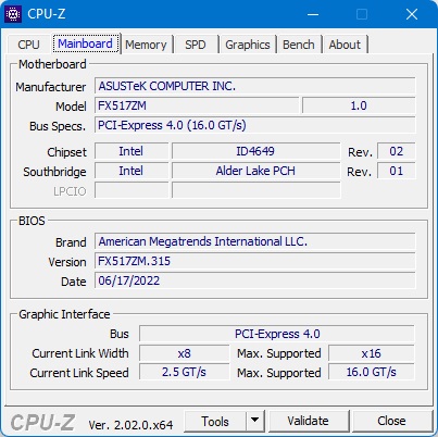 cpuz mainboard