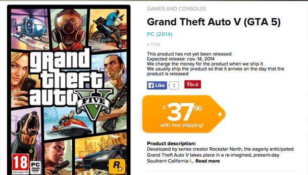 PC verze Grand Theft Auto 5 vyjde 14. listopadu, prozradily to údaje na stránce dánského prodejce