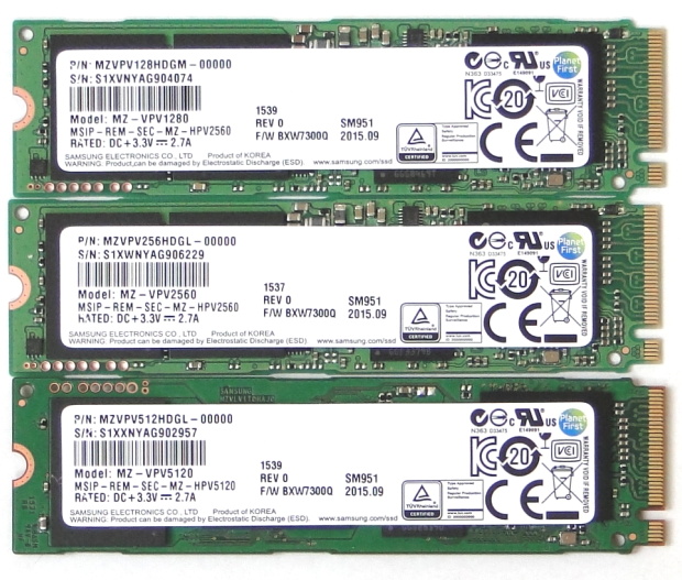 Nejrychlejší M.2 SSD disky - 3×  Samsung SM951 NVMe