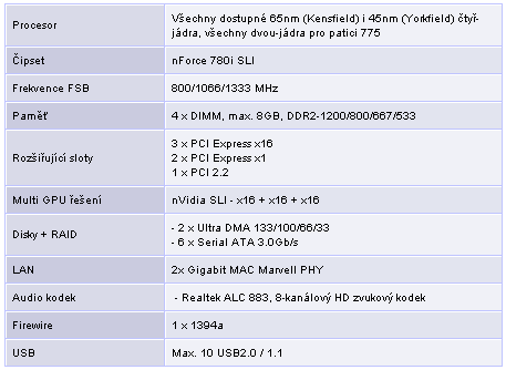 nVidia nForce 780i SLI - vylepšený high-end čipset pro Intel