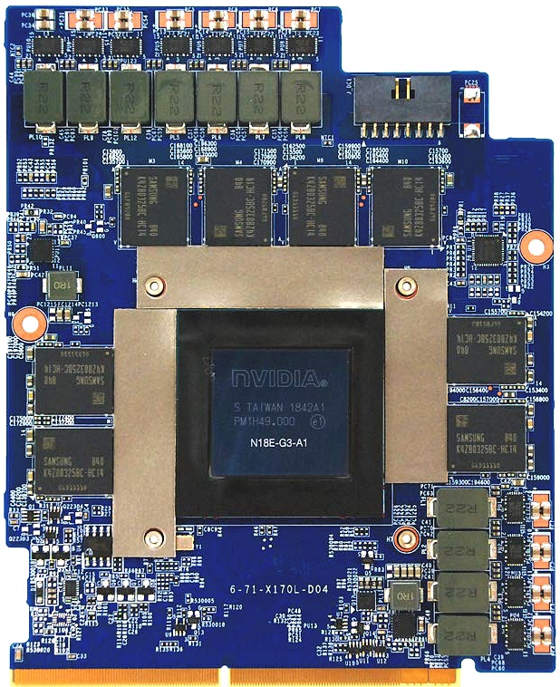 MXM modul s RTX 2080 (označení N18E-G3-A1)