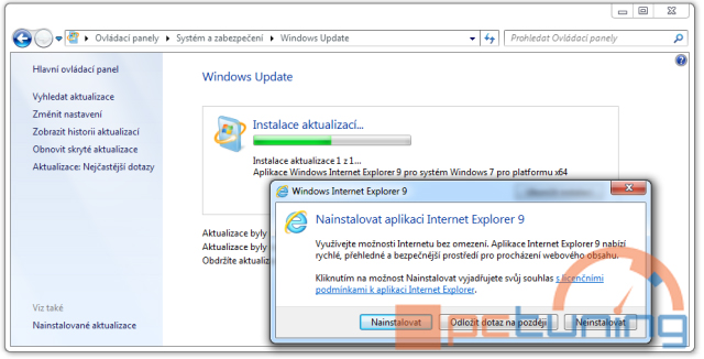 Microsoft začal nabízet Internet Explorer 9 skrze Windows Update