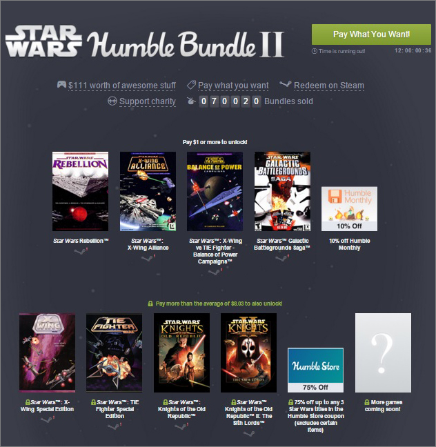 Humble Bundle má balíček se Star Wars