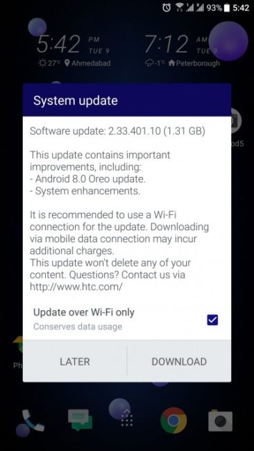 HTC U11 konečně dostalo aktualizaci na Android 8.0 Oreo
