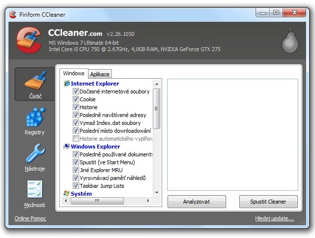 CCleaner - nová verze 2.26.1050