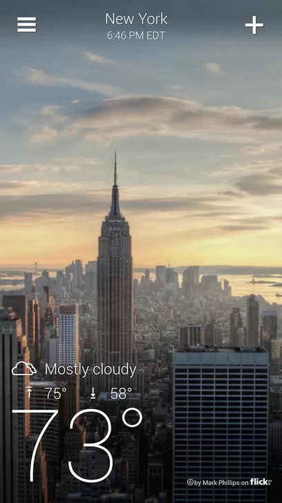 Předpověď počasí Yahoo! Weather pro Android vypadá báječně