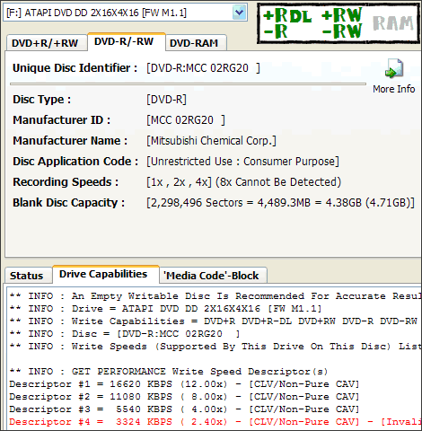 MSI DR16-B, čipování motoru na verzi "DVD+R DL"