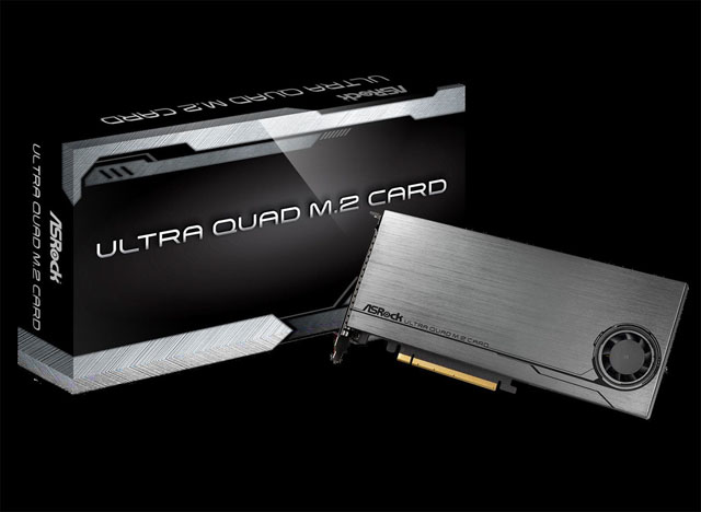 ASRock představil přídavnou kartu Ultra Quad M.2 pro čtyři NVMe SSD do RAID