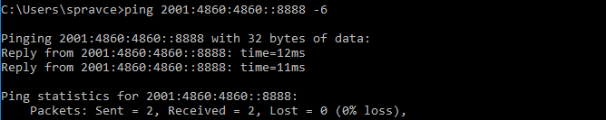 ping na IPv6