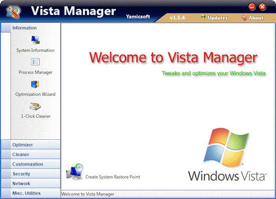 Vista Manager - mocný správce Windows