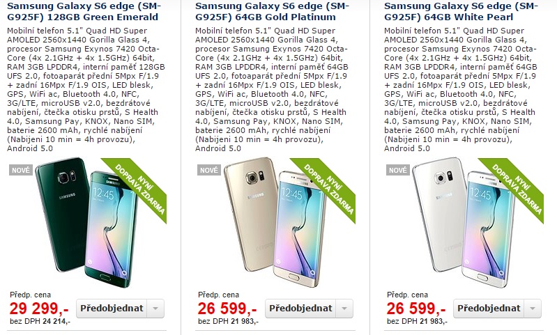 Návštěva e-shopů: Kolik zaplatíme za Samsung Galaxy S6 a S6 edge?