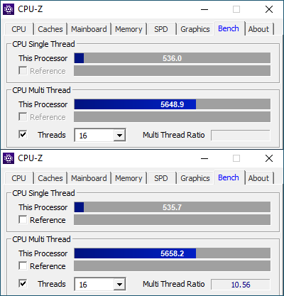 Benchmark v CPU-Z