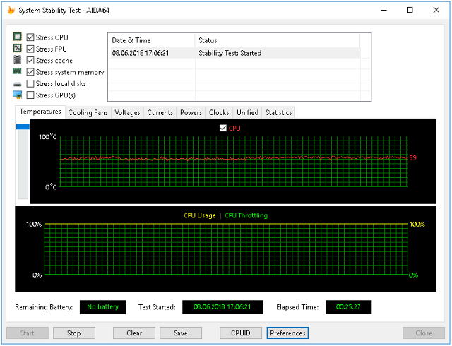 Teplota Core i7-6700 v load