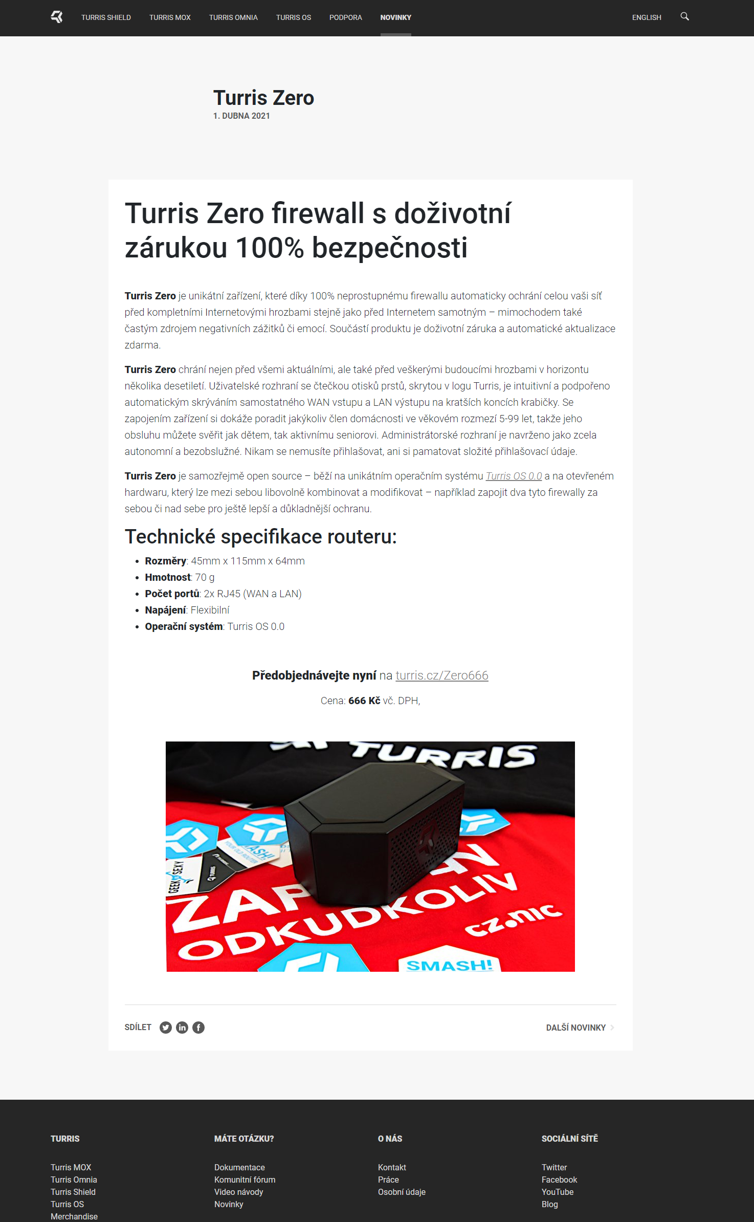 Turris ZERO: 100% efektivní hardwarový FireWALL