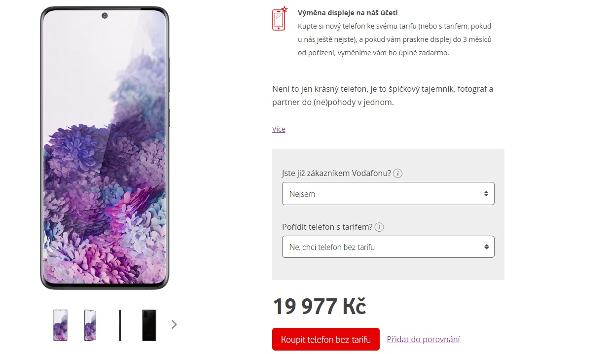 Samsung Galaxy S20+ nestojí ani 20 tisíc, ale jen u Vodafonu