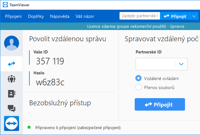 Běžící TeamViewer