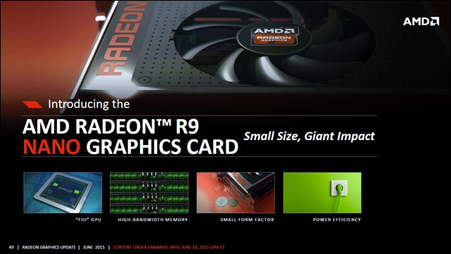 Grafika Radeon R9 Nano bude napájena za pomoci jediného 8pinového konektoru a bude dlouhá 15 cm