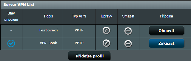 Vytáčení VPN