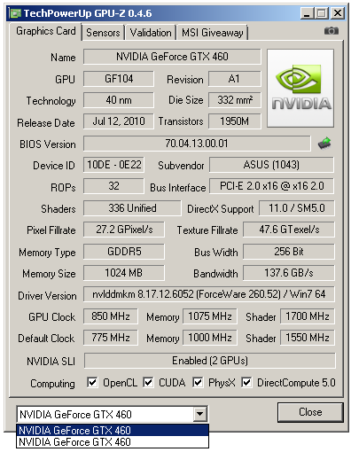 GeForce GTX 460 1GB SLI - Soupeř pro GeForce GTX 480