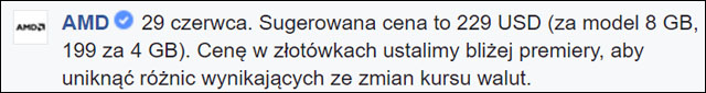 Polské zastoupení AMD potvrdilo cenu Radeonu RX 480