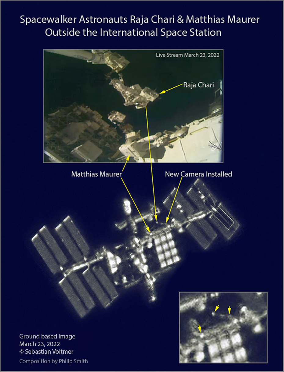 Fotografovi se povedlo vyfotit vesmírnou stanici ISS z povrchu Země i s astronauty na vycházce