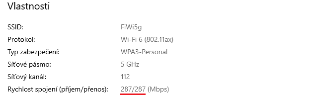 Wi-Fi6, 5 GHz, šířka kanálu 20 MHz