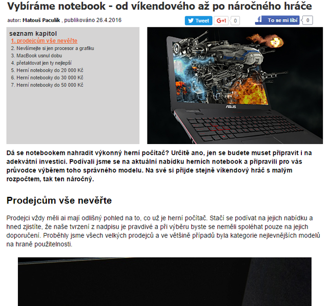 Vyberáme notebook – od víkendového až po náročného hráča