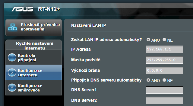 Režim AP – nastavení IP adresy