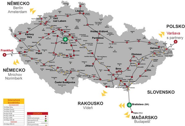 Nová vysokokapacitní trasa optické sítě Praha-Vídeň zlepší tranzitní přenosy dat