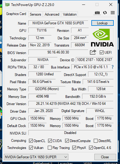 GTX 1650 Super Pegasus OC: Pctuning