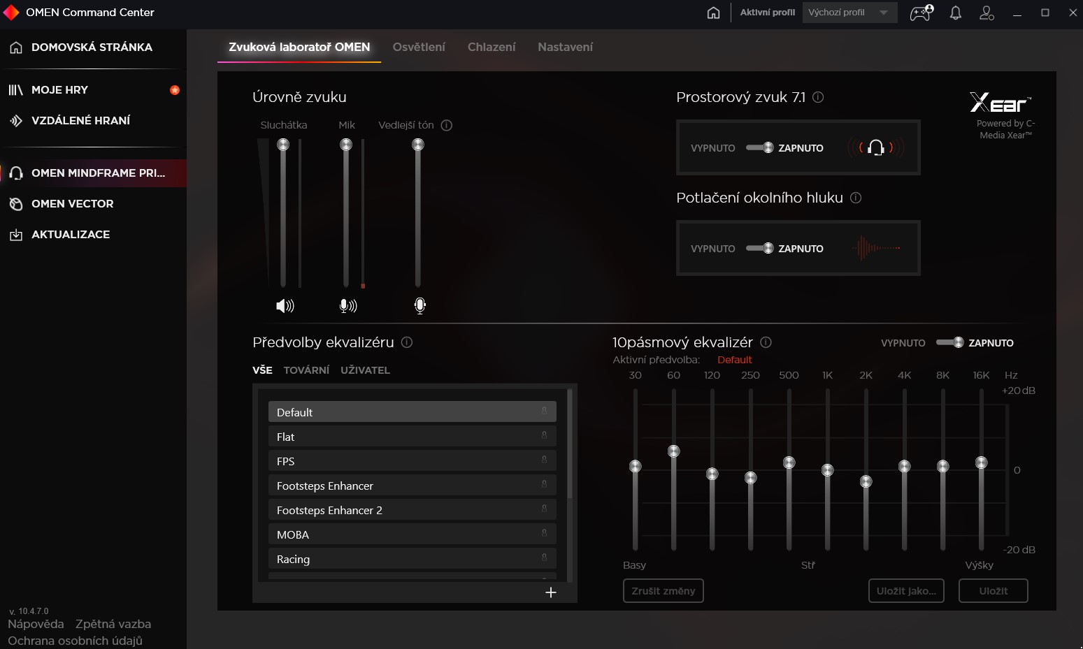 Vybavení  HP OMEN - klimatizovaný headset a fajn myš