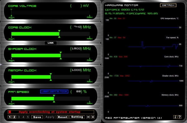 Nástroj MSI AfterBurner 1.5.0 Beta 3 a uživatelské skiny